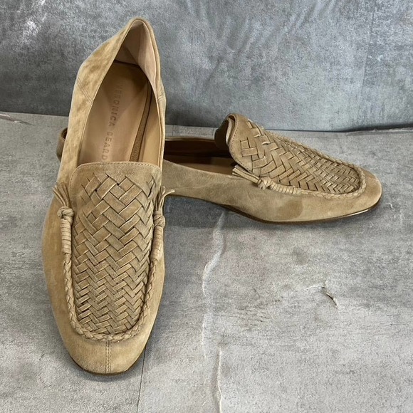 Veronica Beard Women's Tan Leather Round-Toe Woven Anica Loafers SZ 8 - Picture 3 of 12